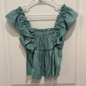 Glam Teal Ruffle Top